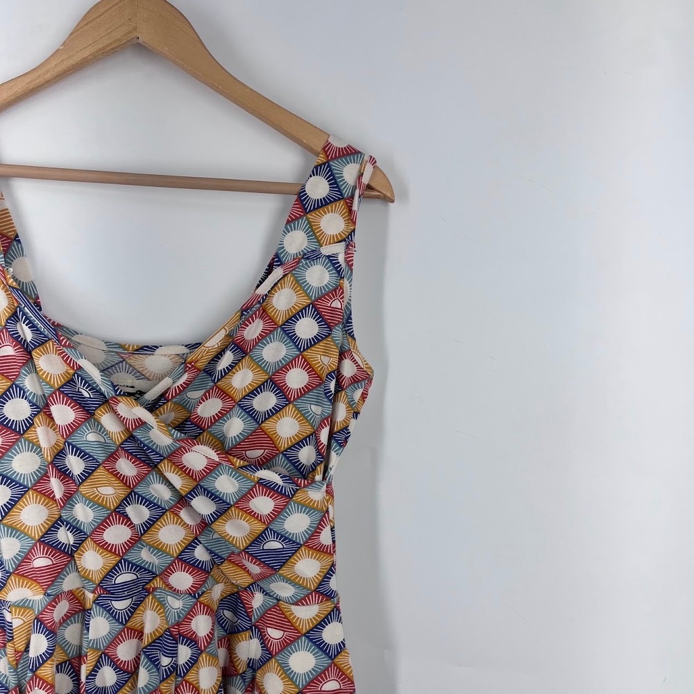 Effie's Heart Womens Geometric Sunburst Fit and Flare Dress Multicolor Large - Picture 5 of 13